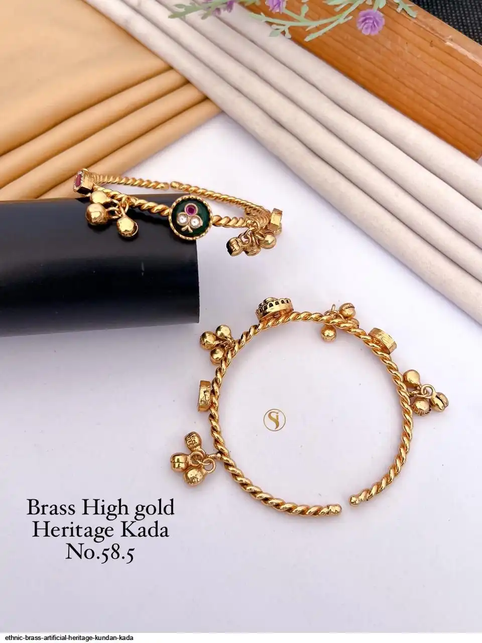 ETHNIC BRASS ARTIFICIAL HERITAGE KUNDAN KADA G