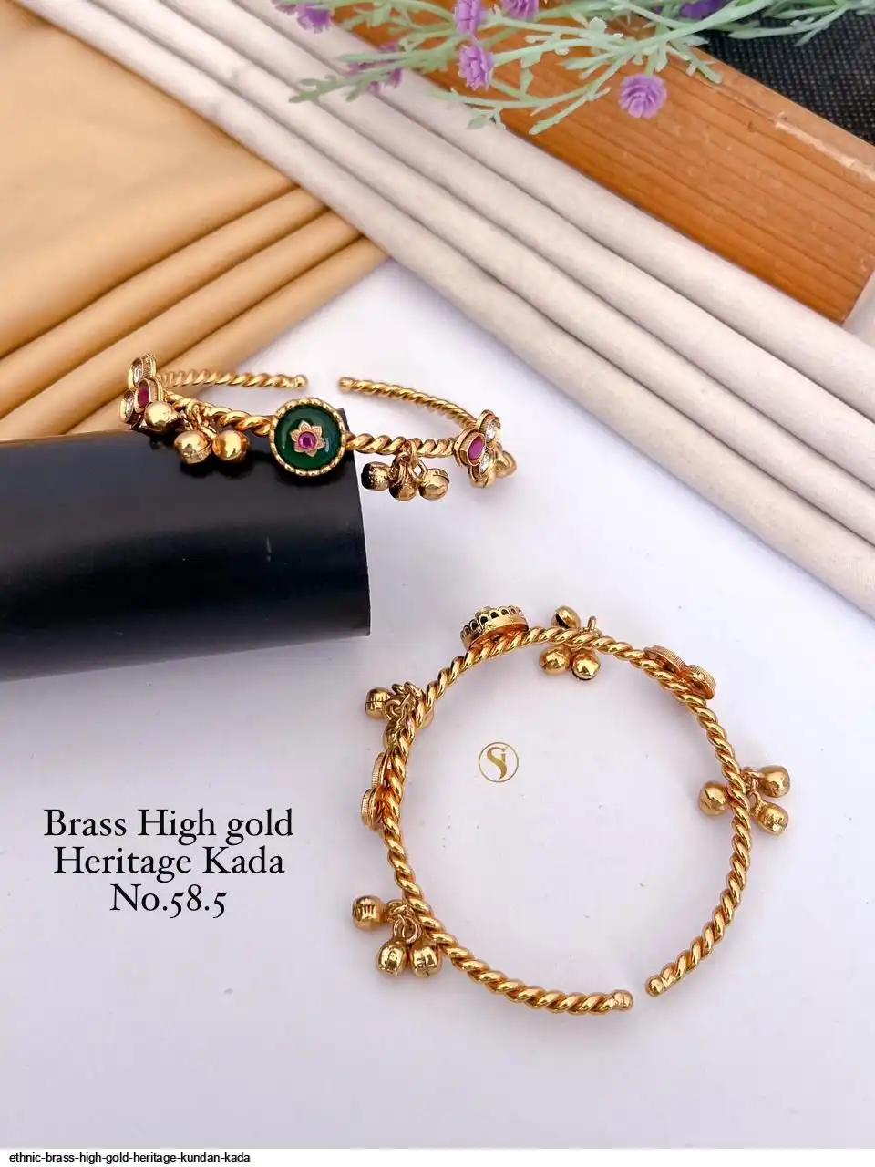 ETHNIC BRASS HIGH GOLD HERITAGE KUNDAN KADA E