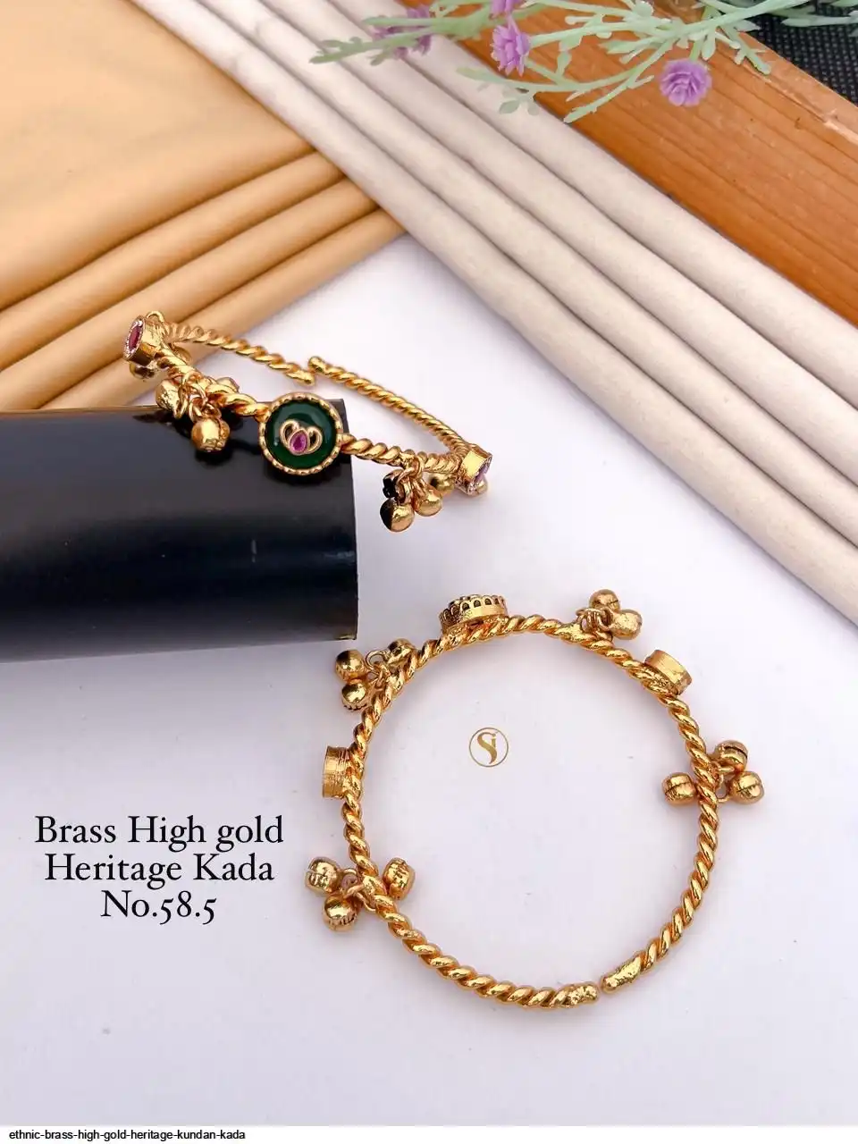 ETHNIC BRASS HIGH GOLD HERITAGE KUNDAN KADA G