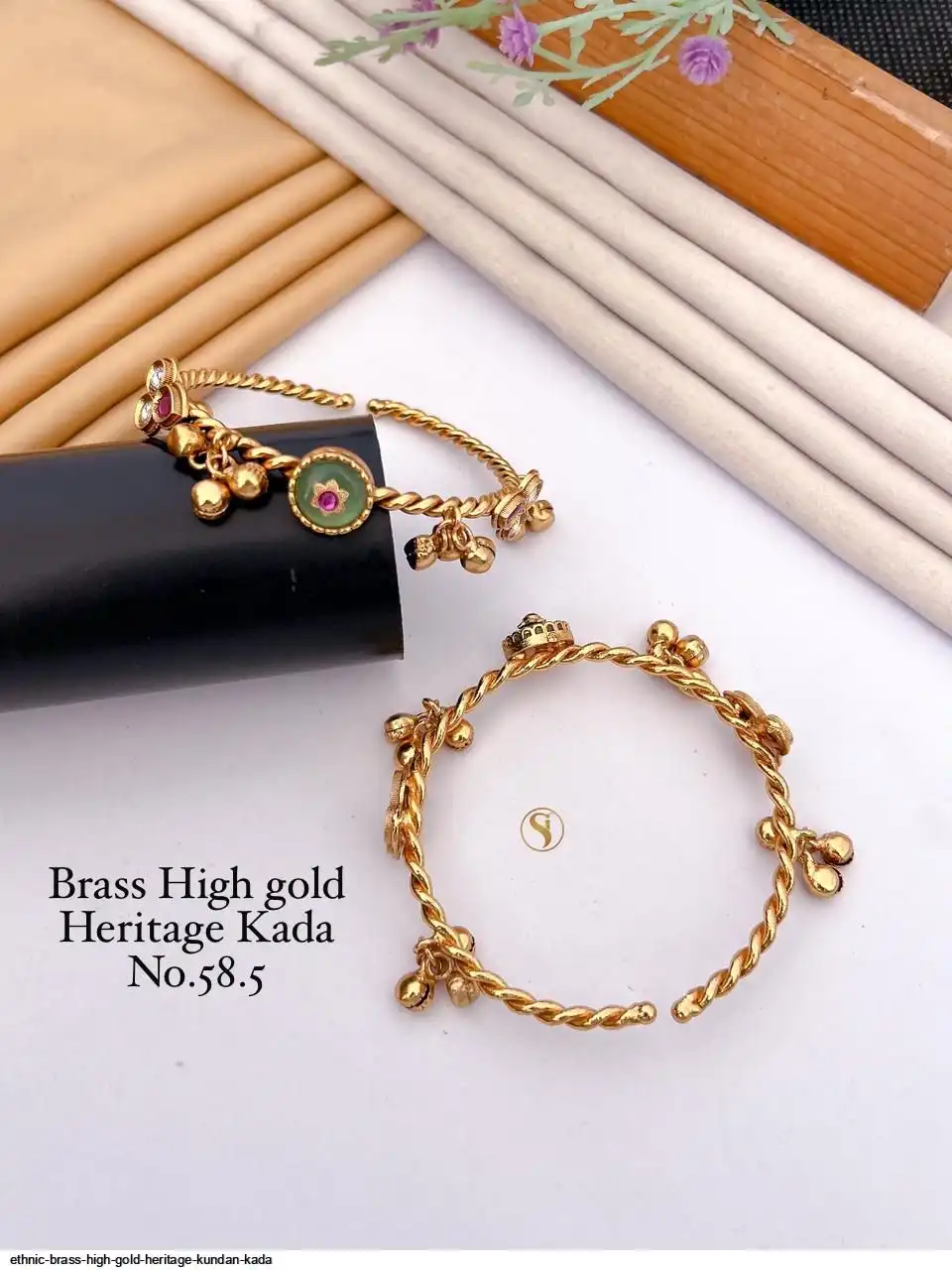 ETHNIC BRASS HIGH GOLD HERITAGE KUNDAN KADA M
