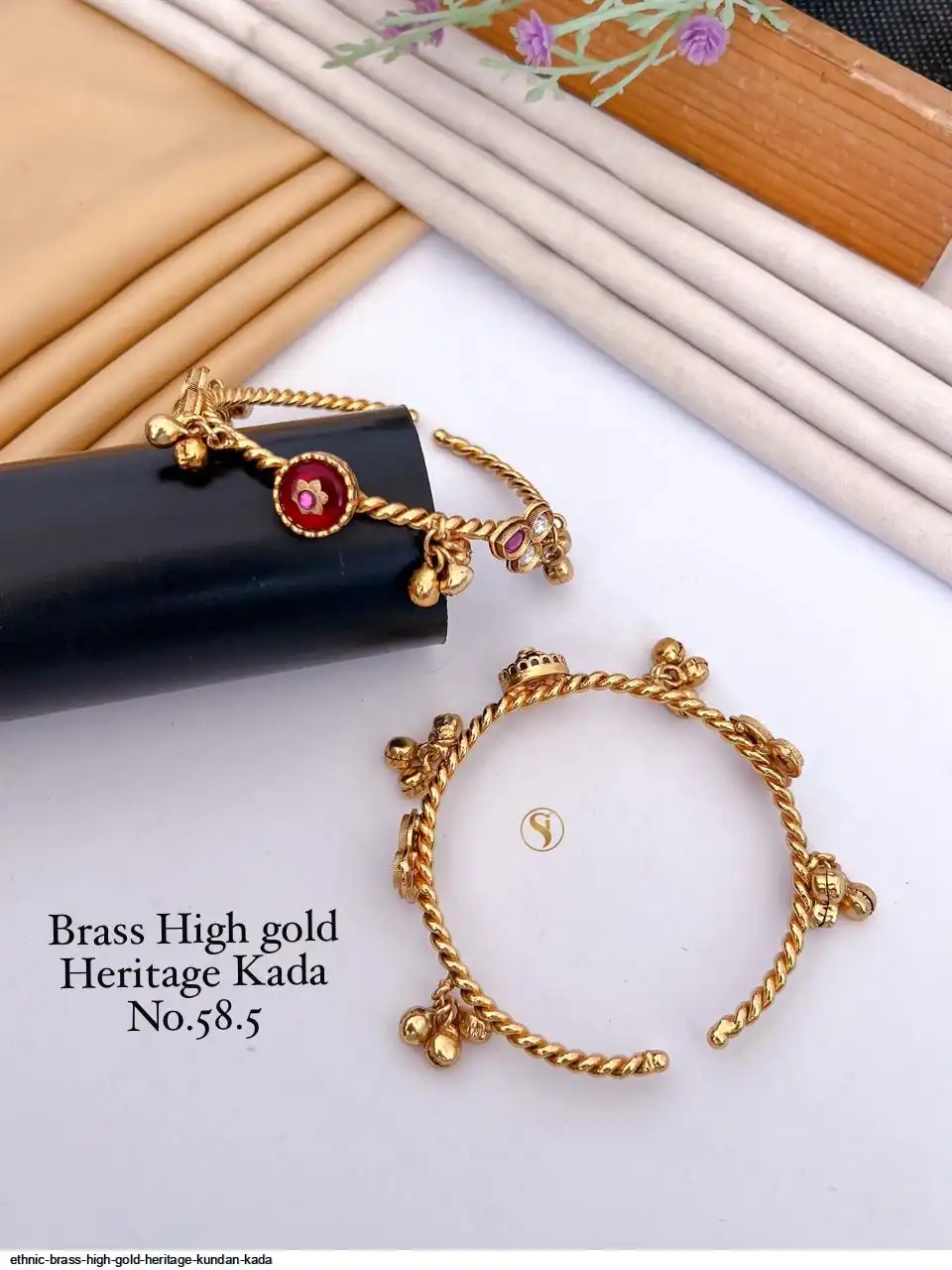 ETHNIC BRASS HIGH GOLD HERITAGE KUNDAN KADA I