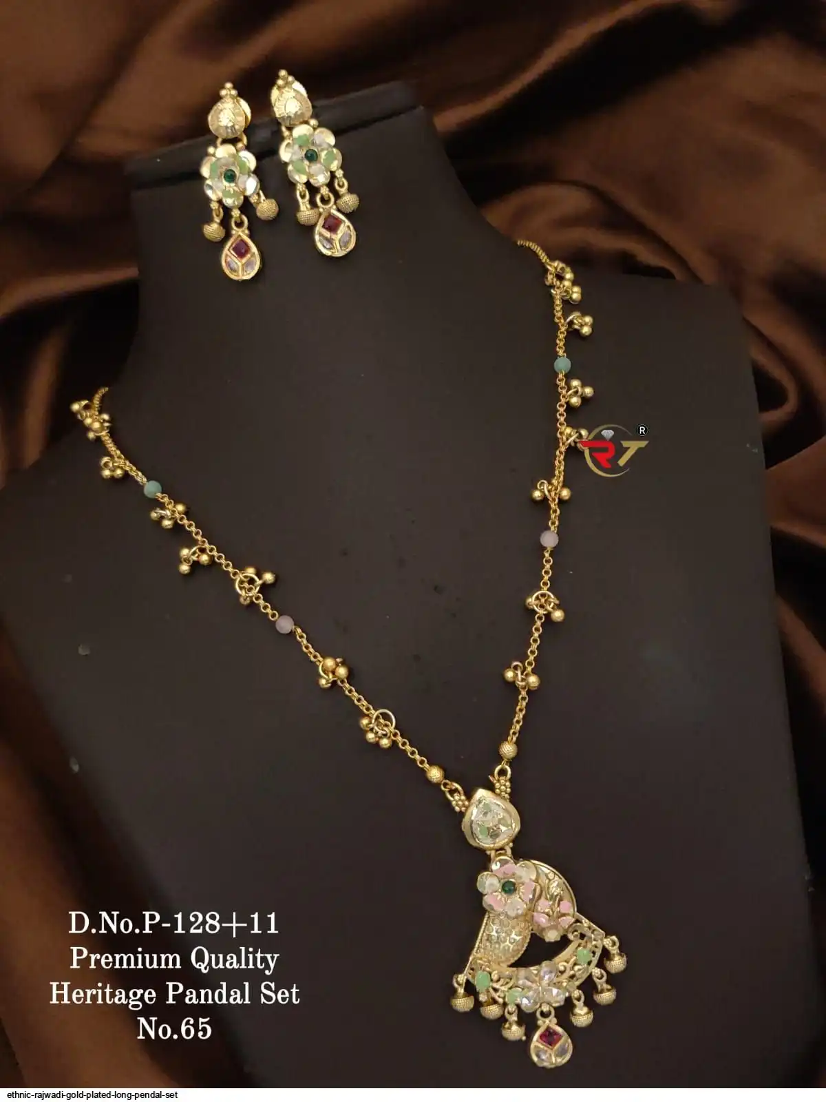 ETHNIC RAJWADI GOLD PLATED LONG PENDAL SET D