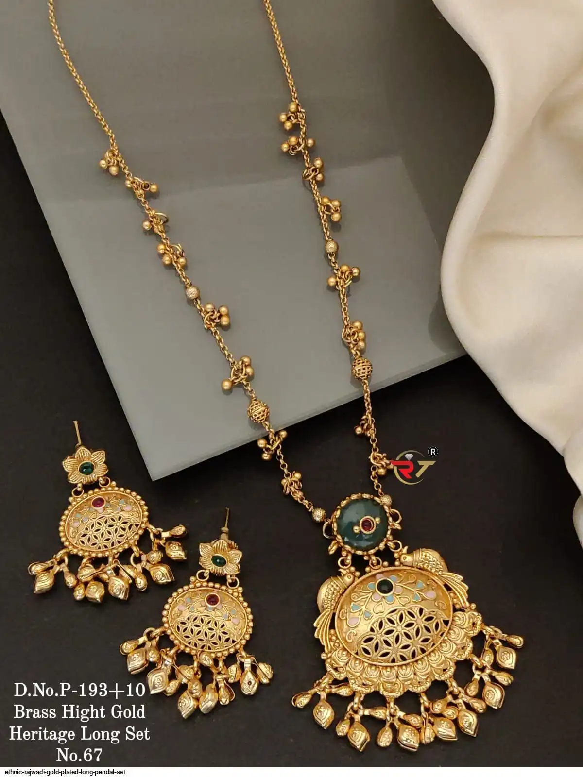 ETHNIC RAJWADI GOLD PLATED LONG PENDAL SET B