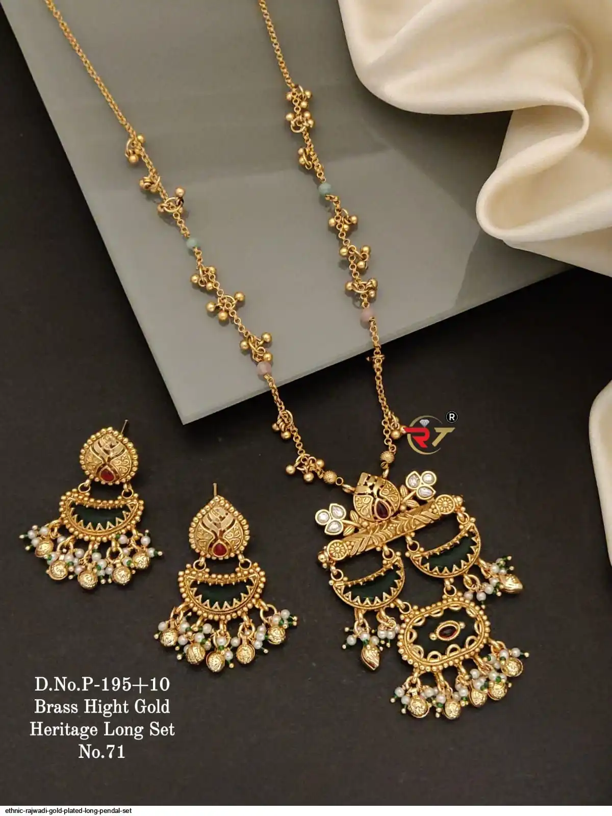 ETHNIC RAJWADI GOLD PLATED LONG PENDAL SET C