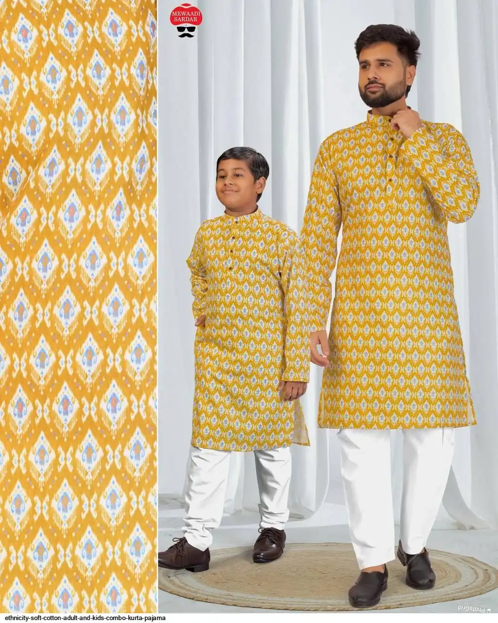 ETHNICITY SOFT COTTON ADULT AND KIDS COMBO KURTA PAJAMA H