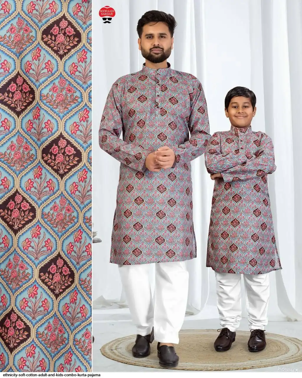 ETHNICITY SOFT COTTON ADULT AND KIDS COMBO KURTA PAJAMA G
