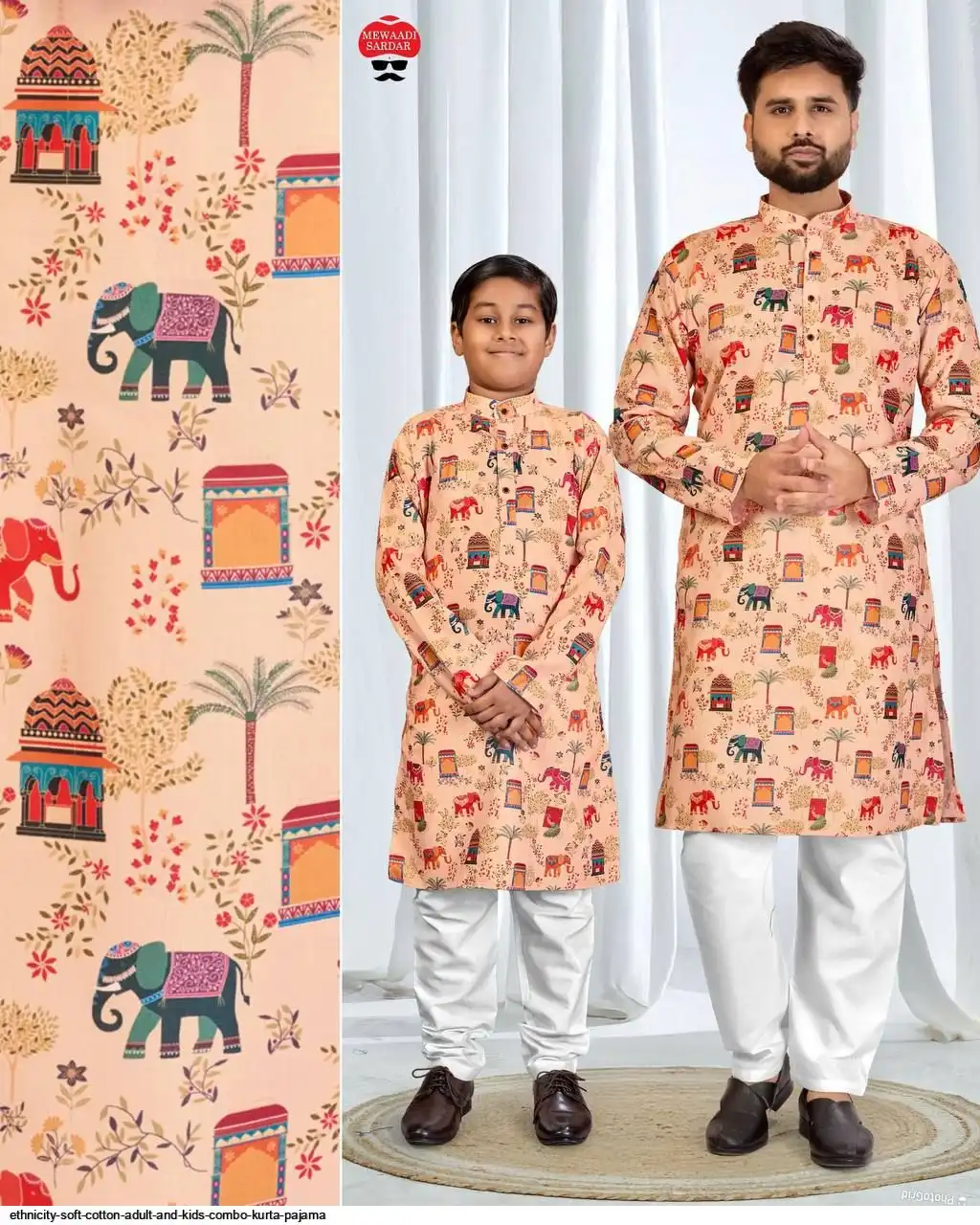 ETHNICITY SOFT COTTON ADULT AND KIDS COMBO KURTA PAJAMA B