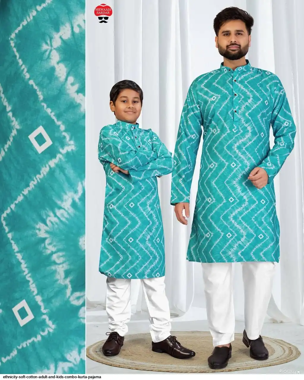 ETHNICITY SOFT COTTON ADULT AND KIDS COMBO KURTA PAJAMA F