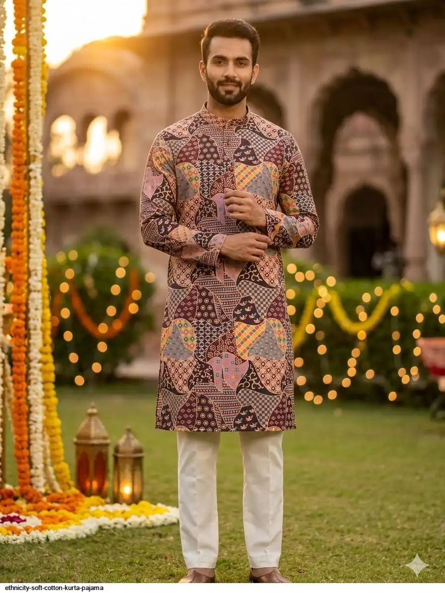ETHNICITY SOFT COTTON KURTA PAJAMA A