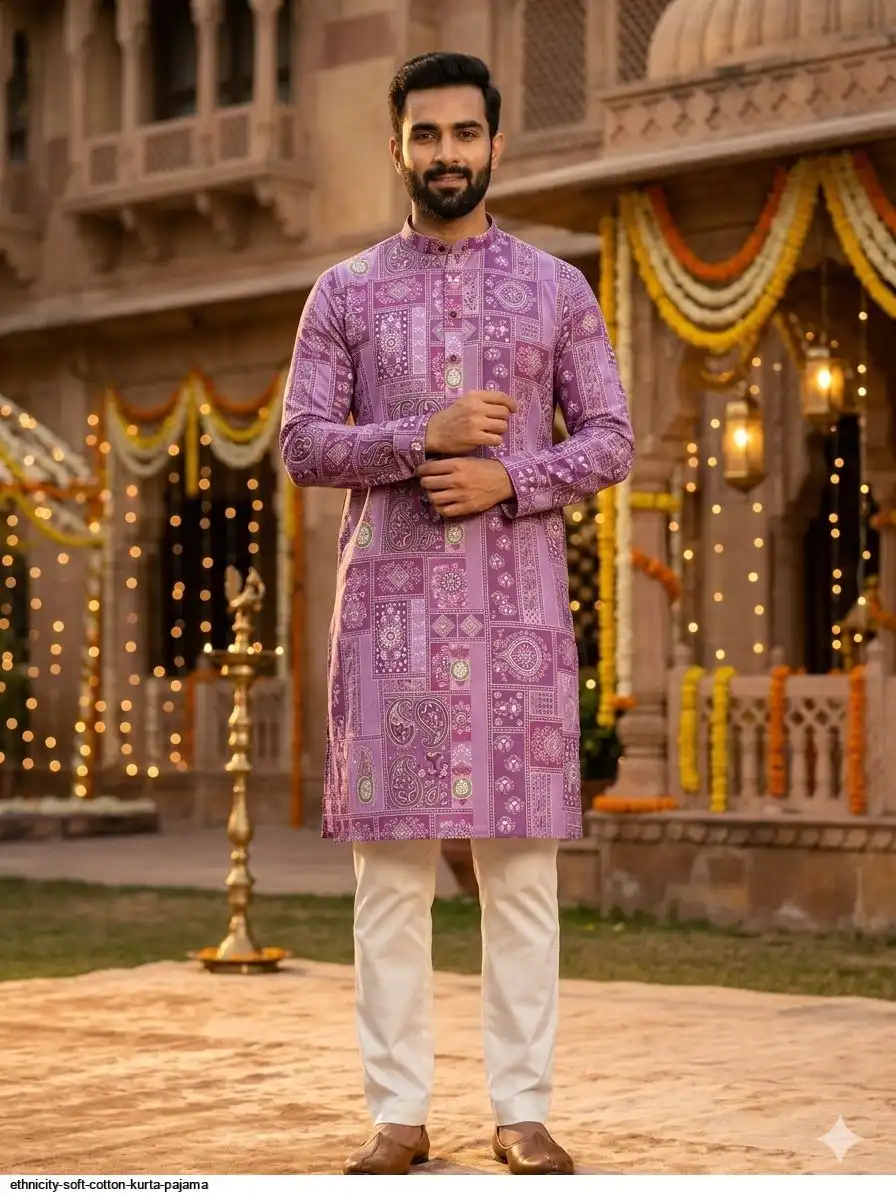 ETHNICITY SOFT COTTON KURTA PAJAMA C