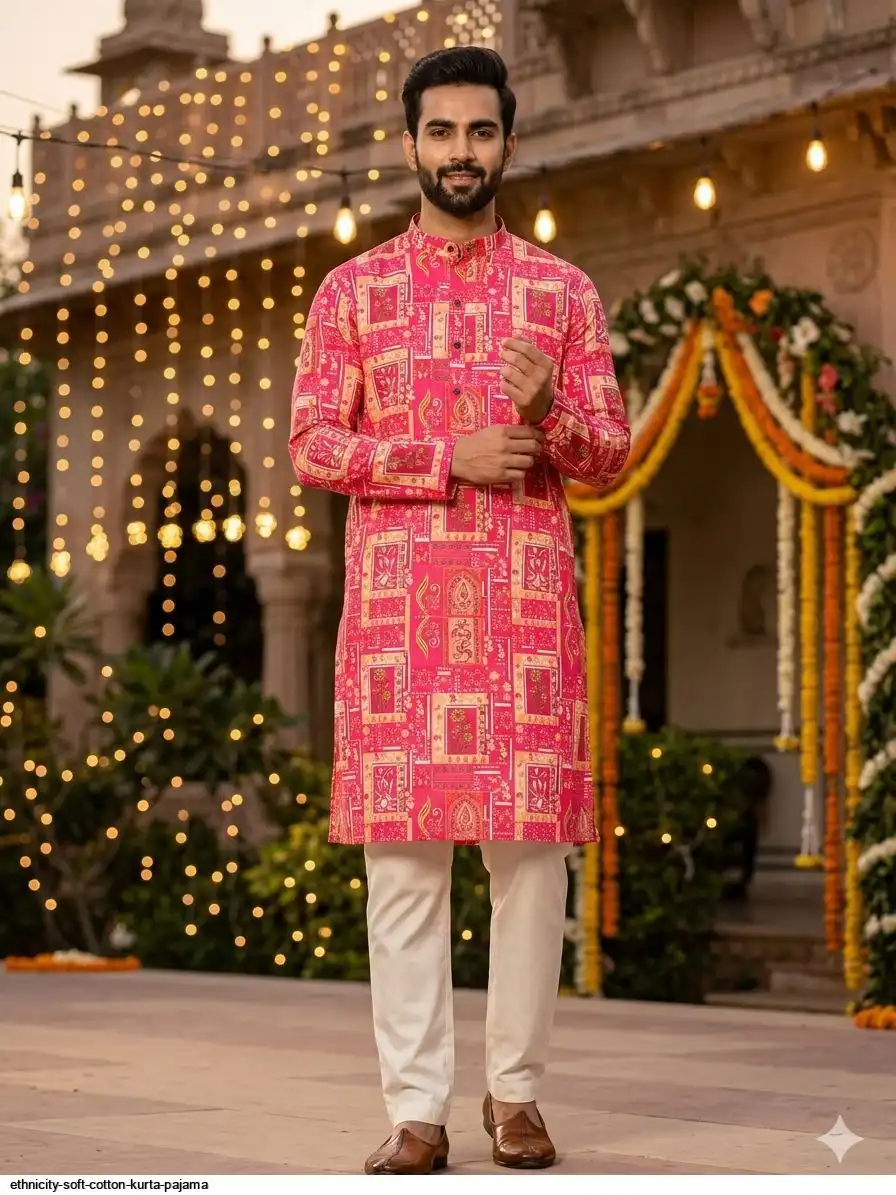 ETHNICITY SOFT COTTON KURTA PAJAMA D