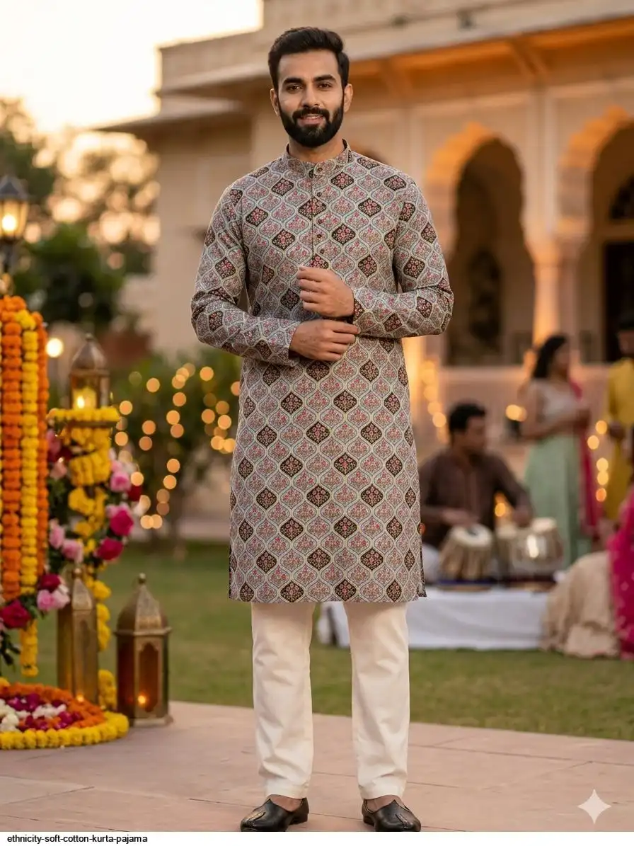 ETHNICITY SOFT COTTON KURTA PAJAMA E