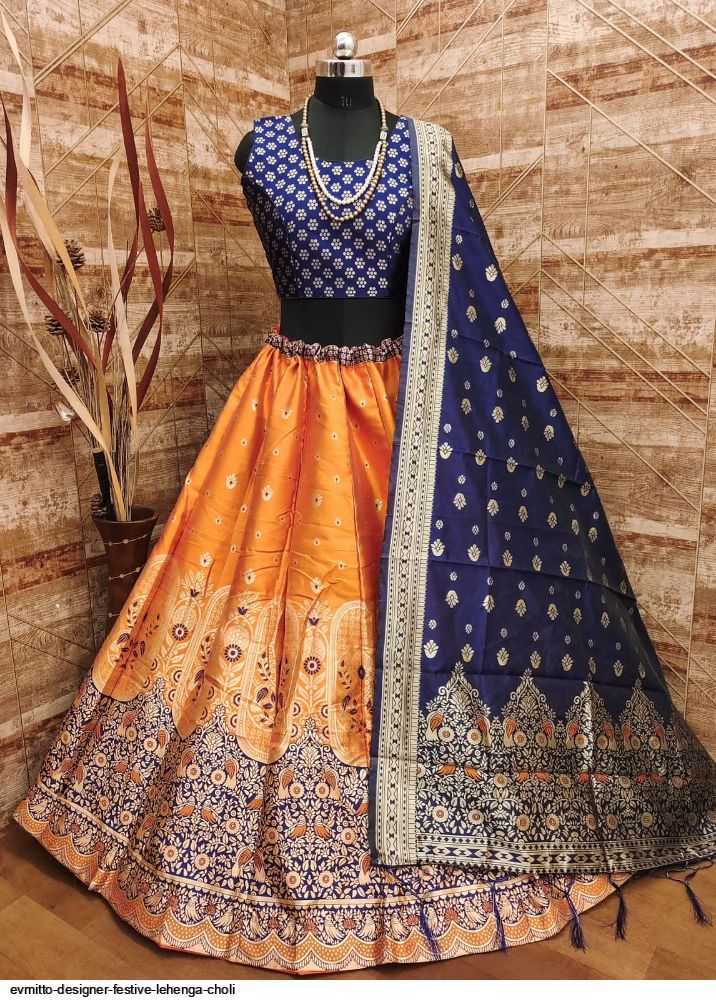 Buy Blue Chanderi Silk Embroidery Leaf Basant Bahar Bridal Lehenga Set For  Women by Loka by Veerali Raveshia Online at Aza Fashions.