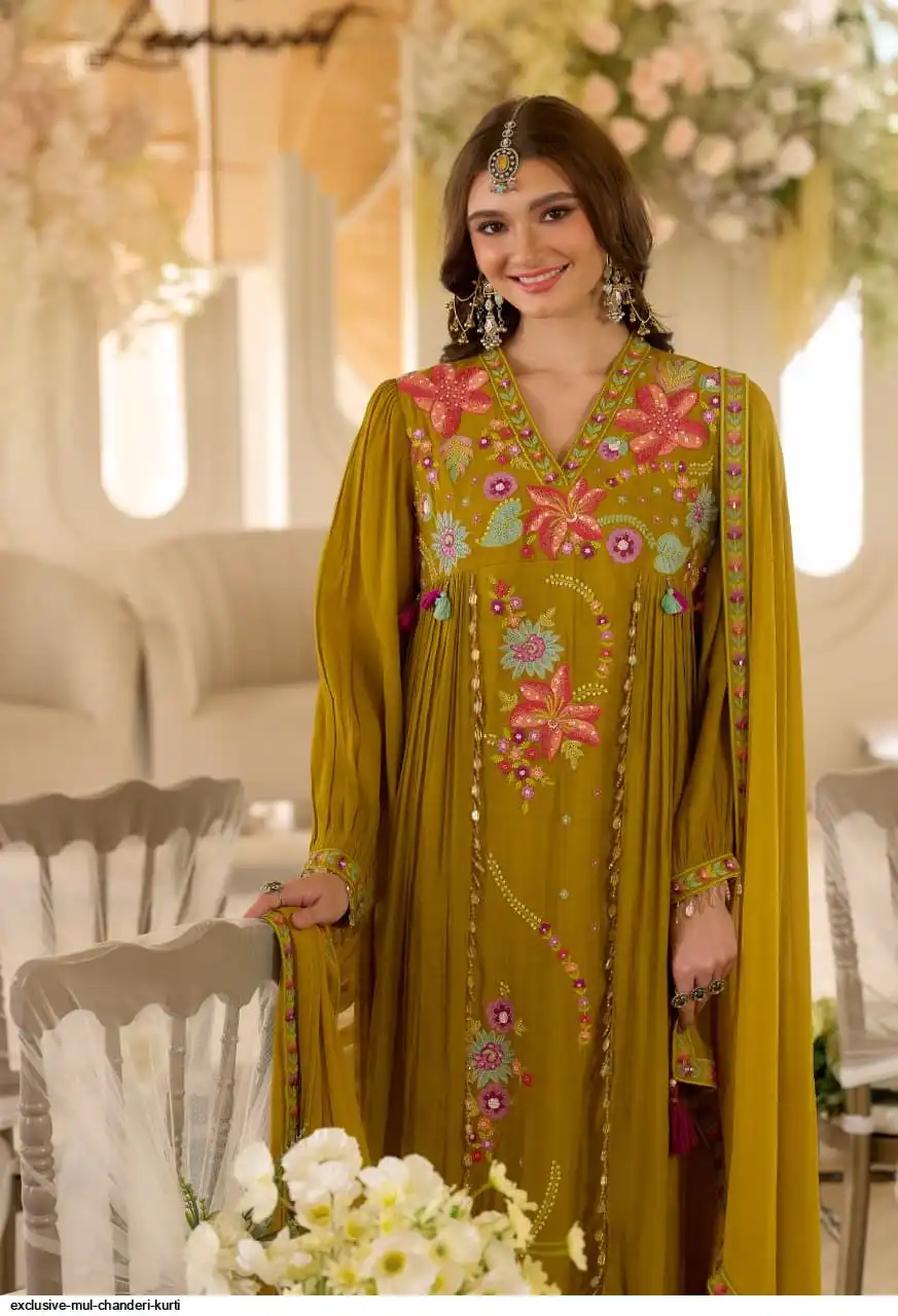 EXCLUSIVE MUL CHANDERI KURTI
