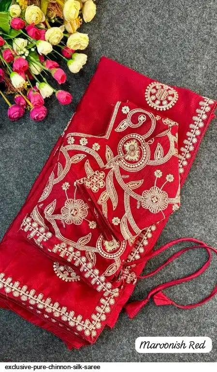 EXCLUSIVE PURE CHINNON SILK SAREE B
