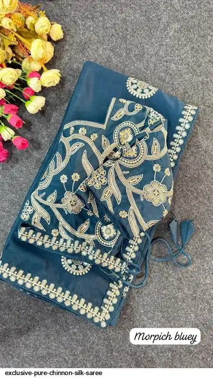 EXCLUSIVE PURE CHINNON SILK SAREE D