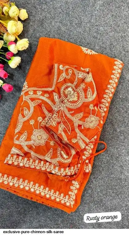 EXCLUSIVE PURE CHINNON SILK SAREE C