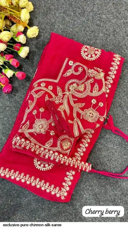 EXCLUSIVE PURE CHINNON SILK SAREE E