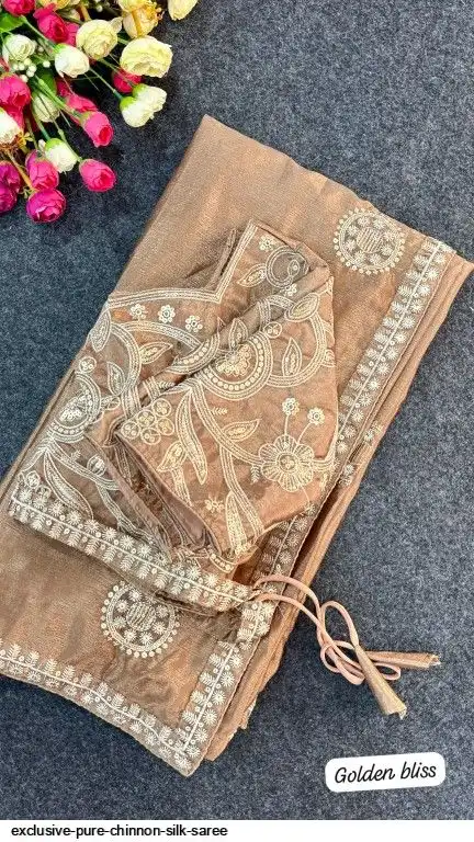 EXCLUSIVE PURE CHINNON SILK SAREE A