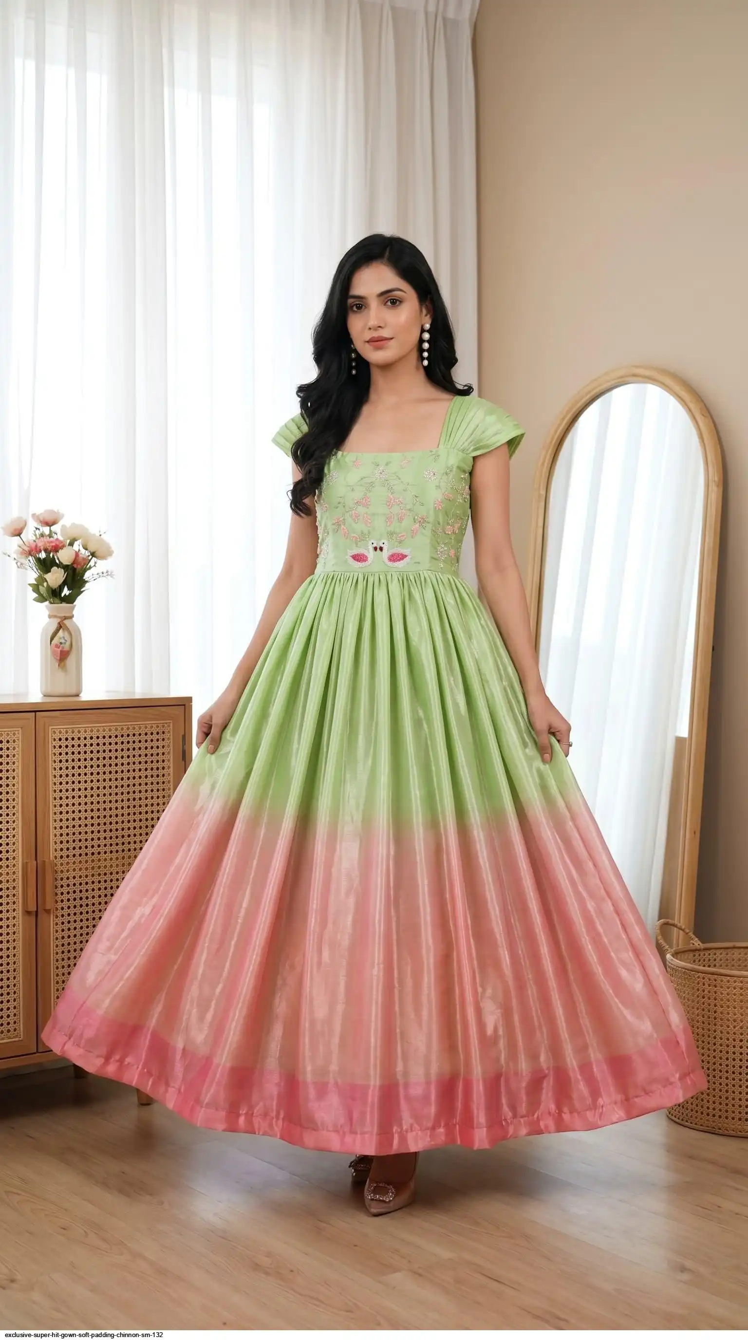 EXCLUSIVE SUPER HIT GOWN SOFT PADDING CHINNON SM 132 A