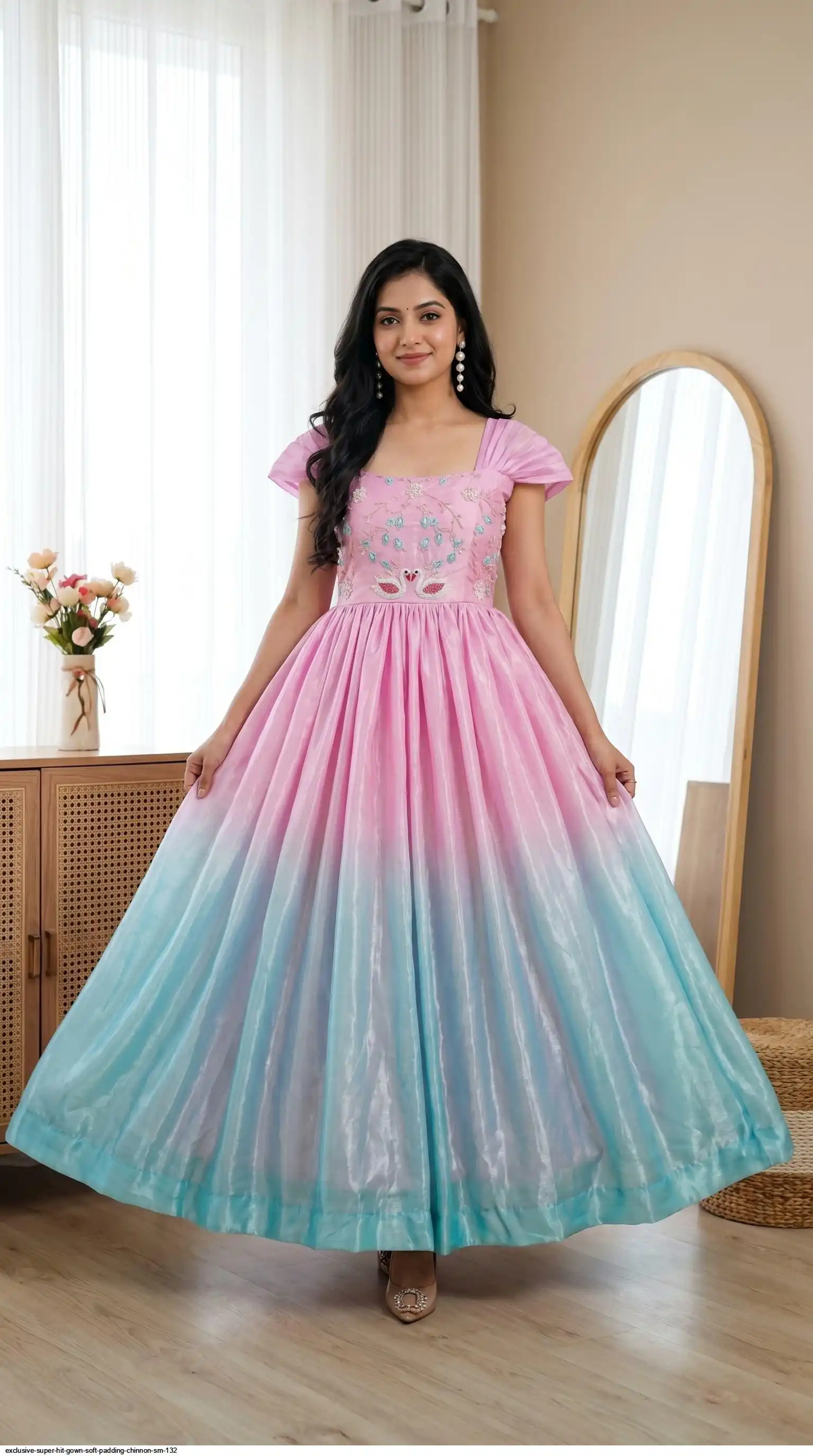 EXCLUSIVE SUPER HIT GOWN SOFT PADDING CHINNON SM 132 B