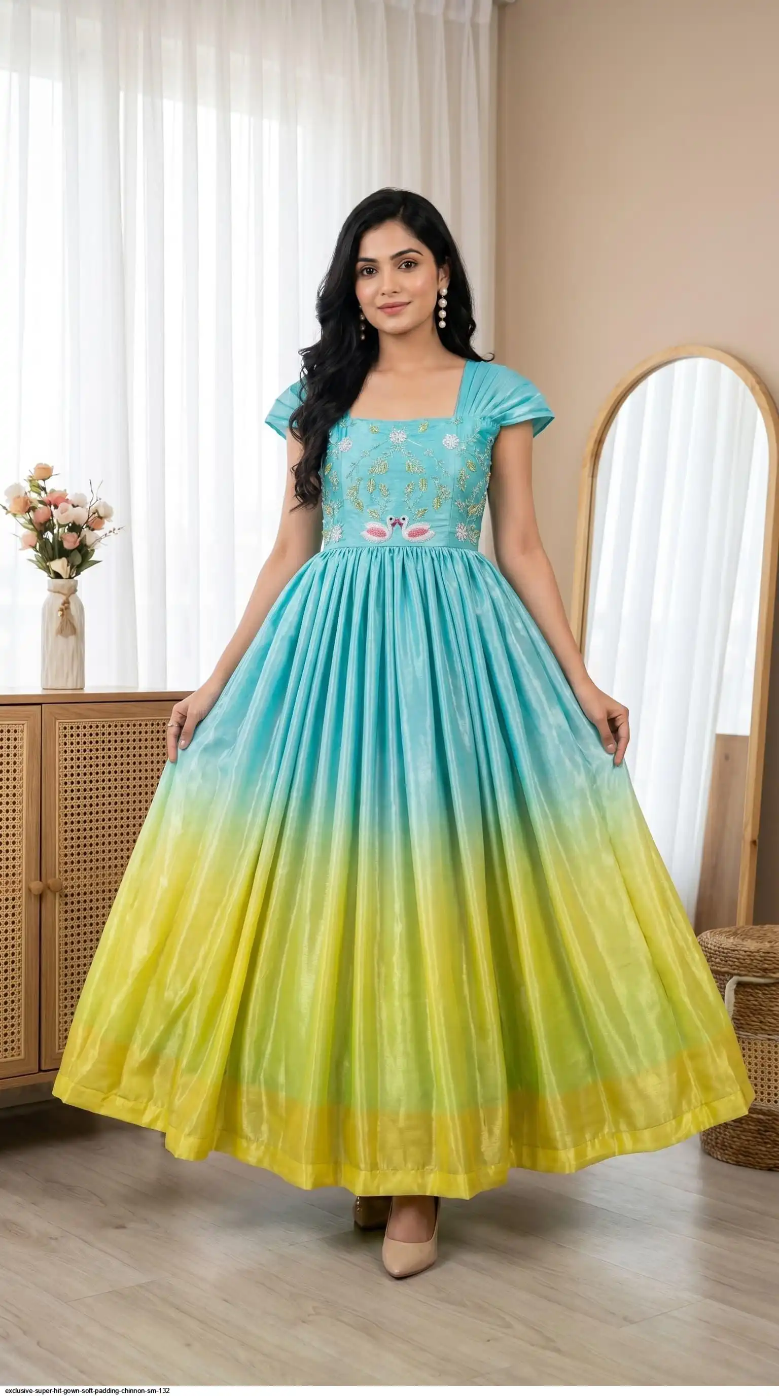 EXCLUSIVE SUPER HIT GOWN SOFT PADDING CHINNON SM 132 C