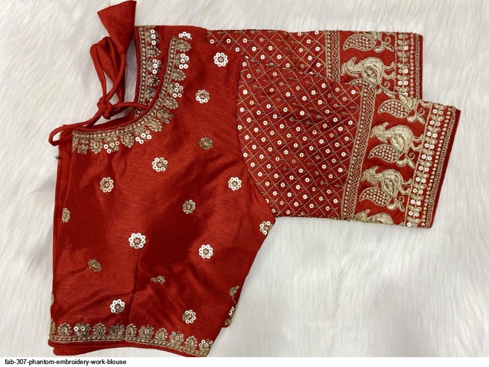 Buy online Phantom Silk Embroidered Designer Blouse - Red(4XL)-AFB1914XL