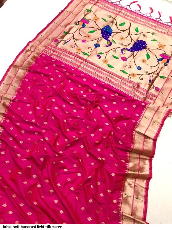 Fabia soft banarasi lichi silk saree