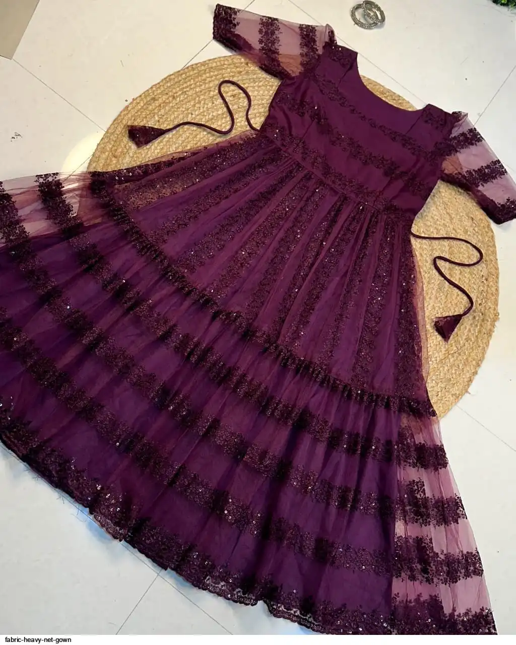 Fabric heavy net gown