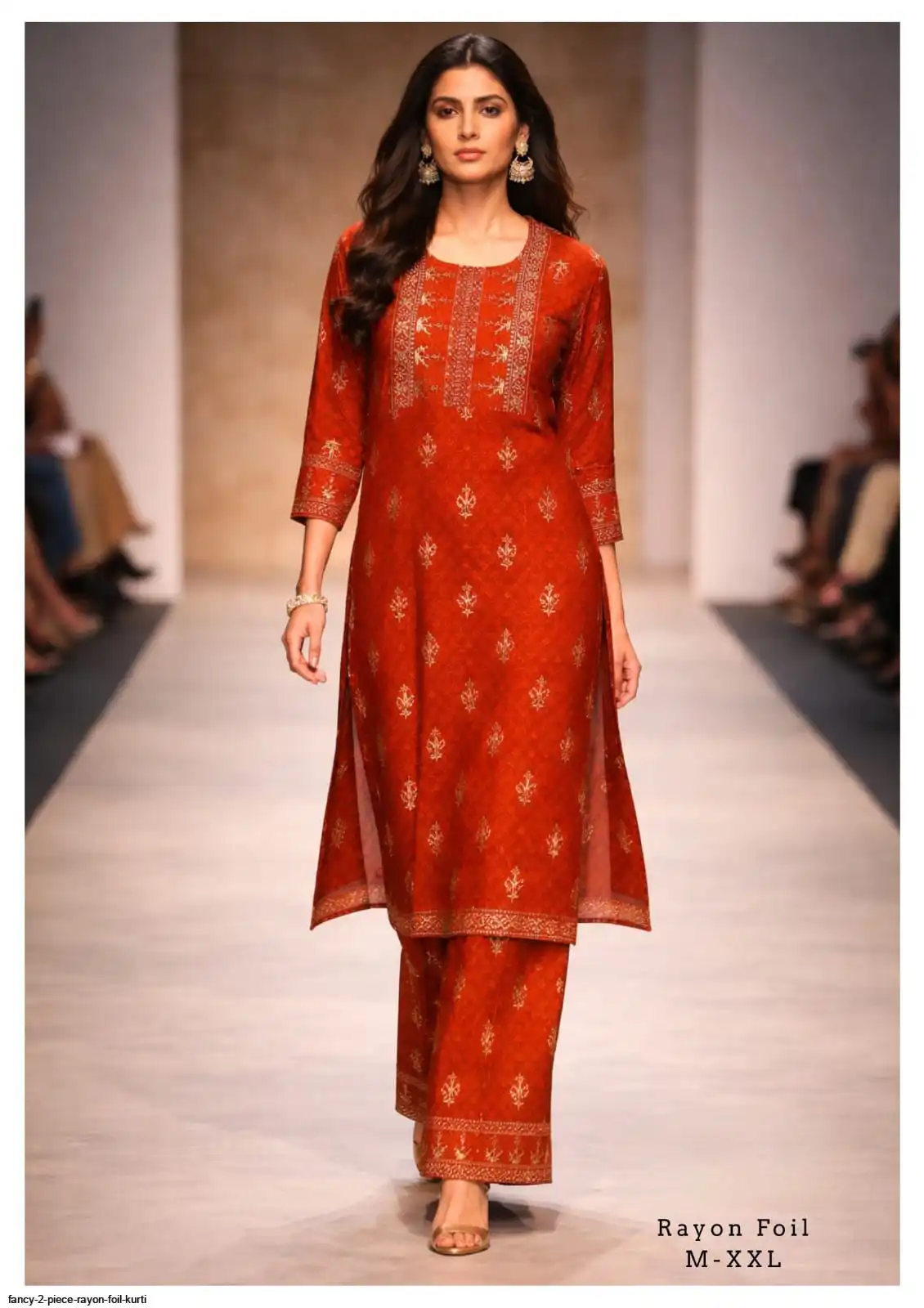 FANCY 2 PIECE RAYON FOIL KURTI 3