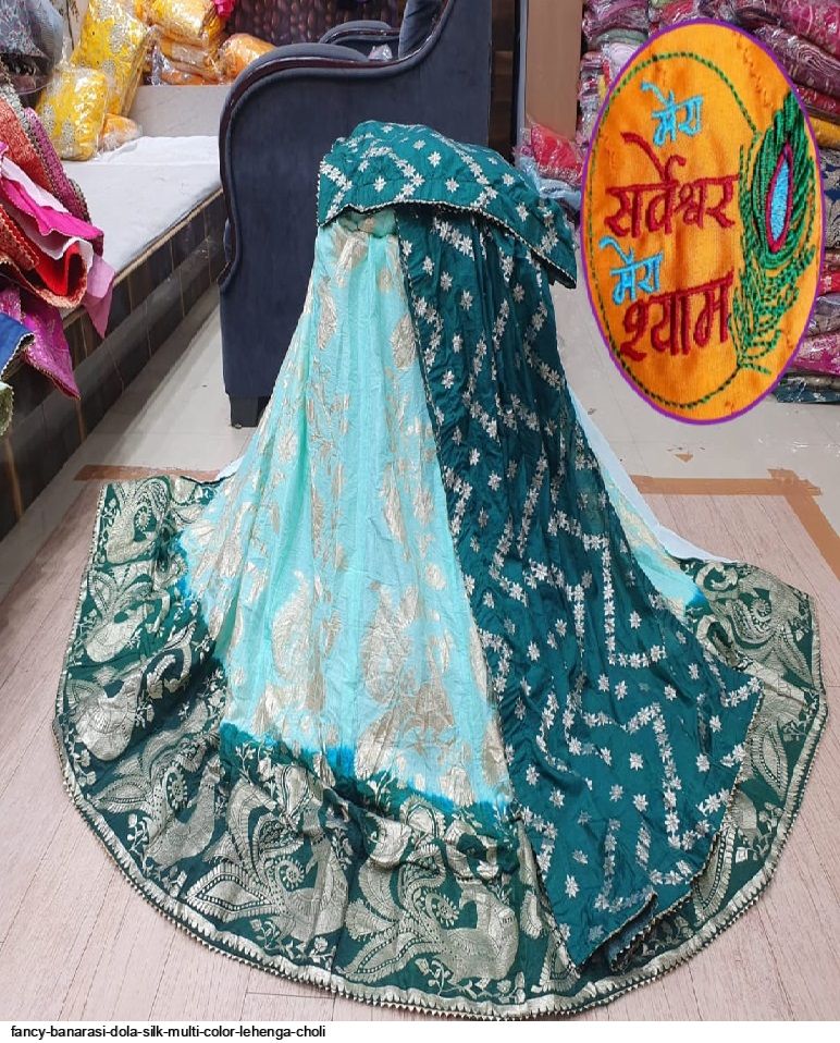 PK HUB BEST OF THE YEAR Women's Jaipuri Crepe Lehenga Choli with Art Silk  bandhej Dupatta Gota Patti Work
