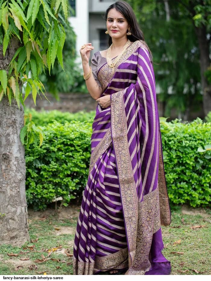 Faux Georgette Leheriya Saree in Purple : SJN7578