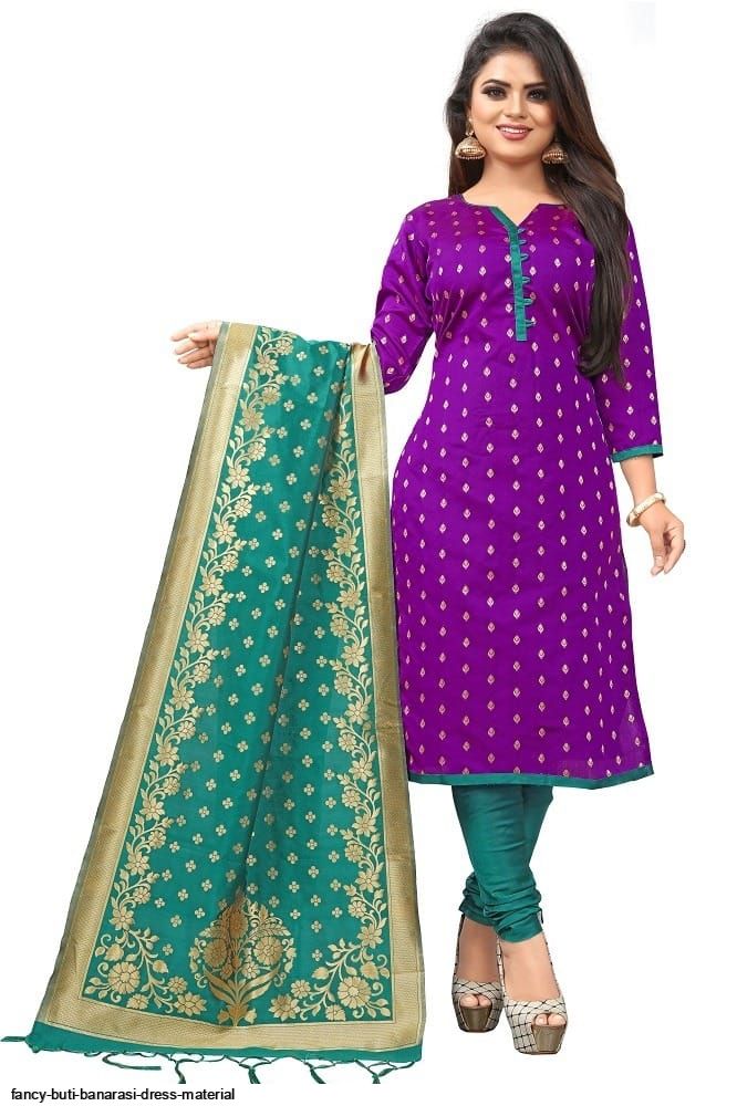 Buy Rameshwaram Fabrics Women's Banarasi Dress Material Chudidar Set,  Resham Work, Color : Rani at Amazon.in