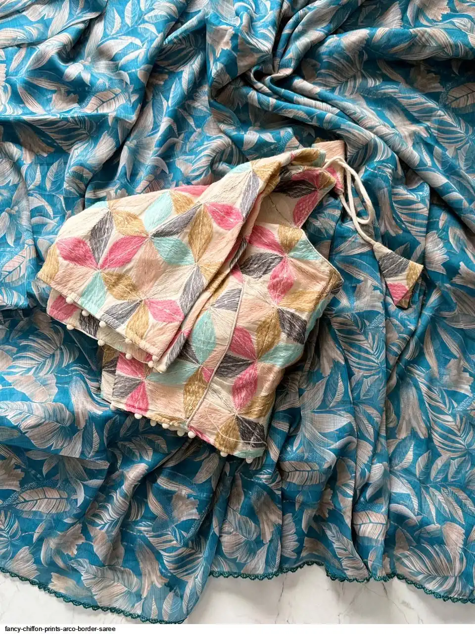 FANCY CHIFFON PRINTS ARCO BORDER SAREE F