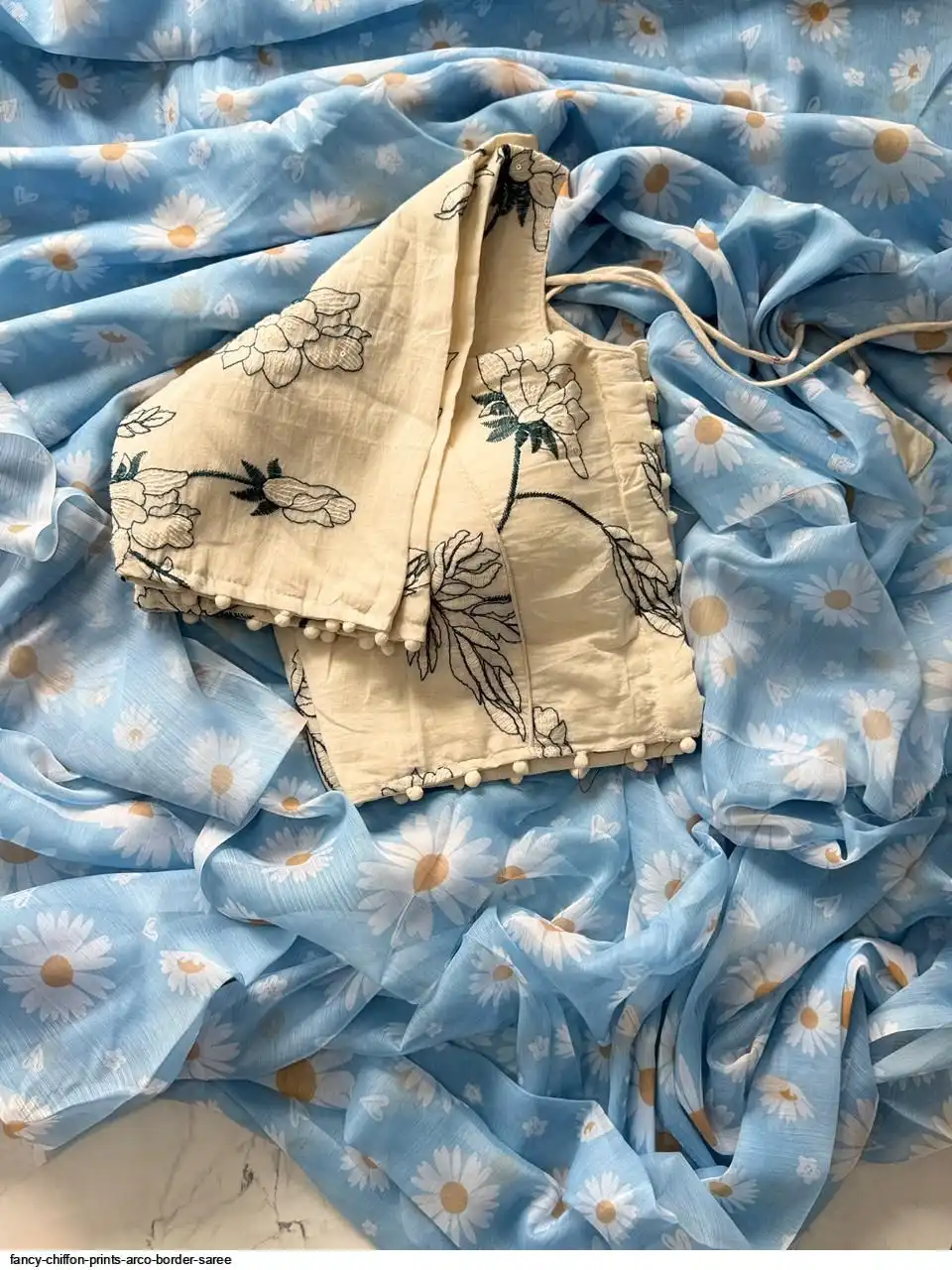 FANCY CHIFFON PRINTS ARCO BORDER SAREE D