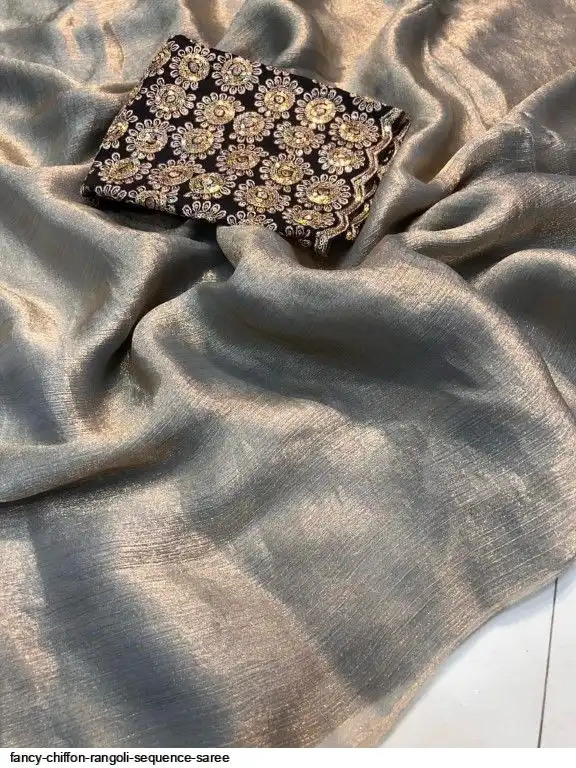 Fancy Chiffon Rangoli Sequence Saree