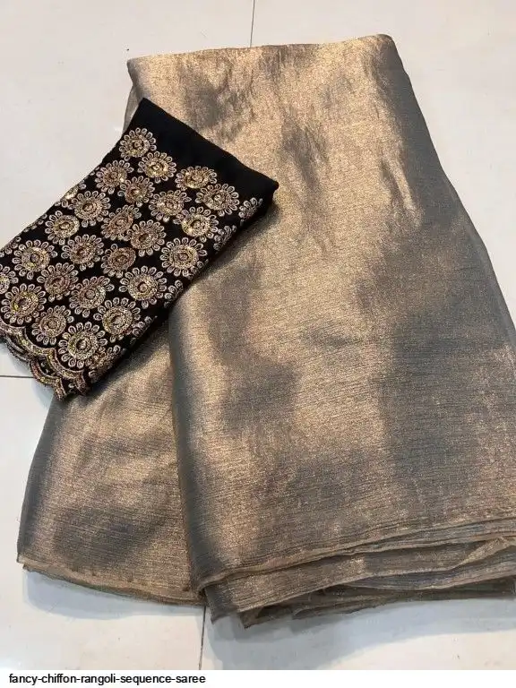 Chiffon Rangoli Semi Silk Saree x Embroidery : Pink Legacy main image 0