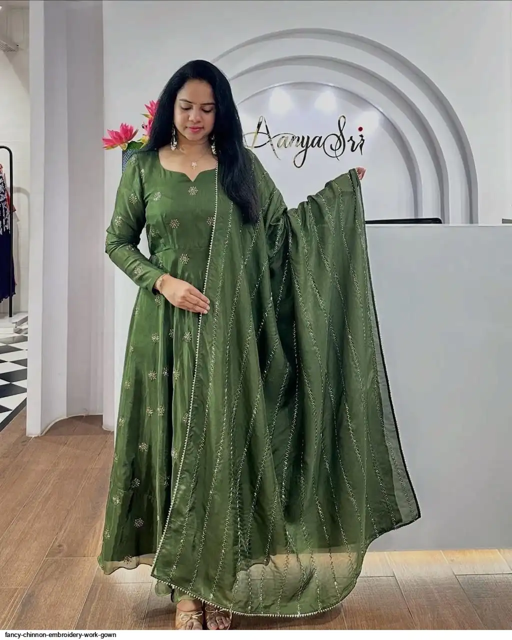 FANCY CHINNON EMBROIDERY WORK GOWN B