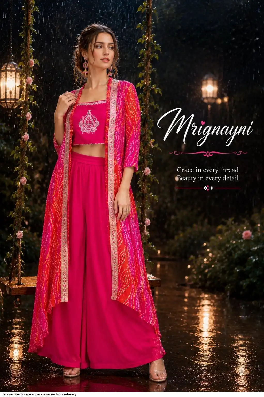 MRIGNAYNI FANCY COLLECTION DESIGNER 3 PIECE CHINNON HEAVY A