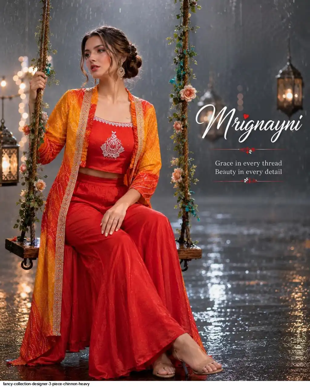MRIGNAYNI FANCY COLLECTION DESIGNER 3 PIECE CHINNON HEAVY B