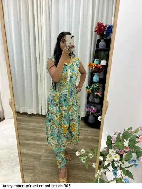 FANCY COTTON PRINTED CO ORD SET DN 363 B