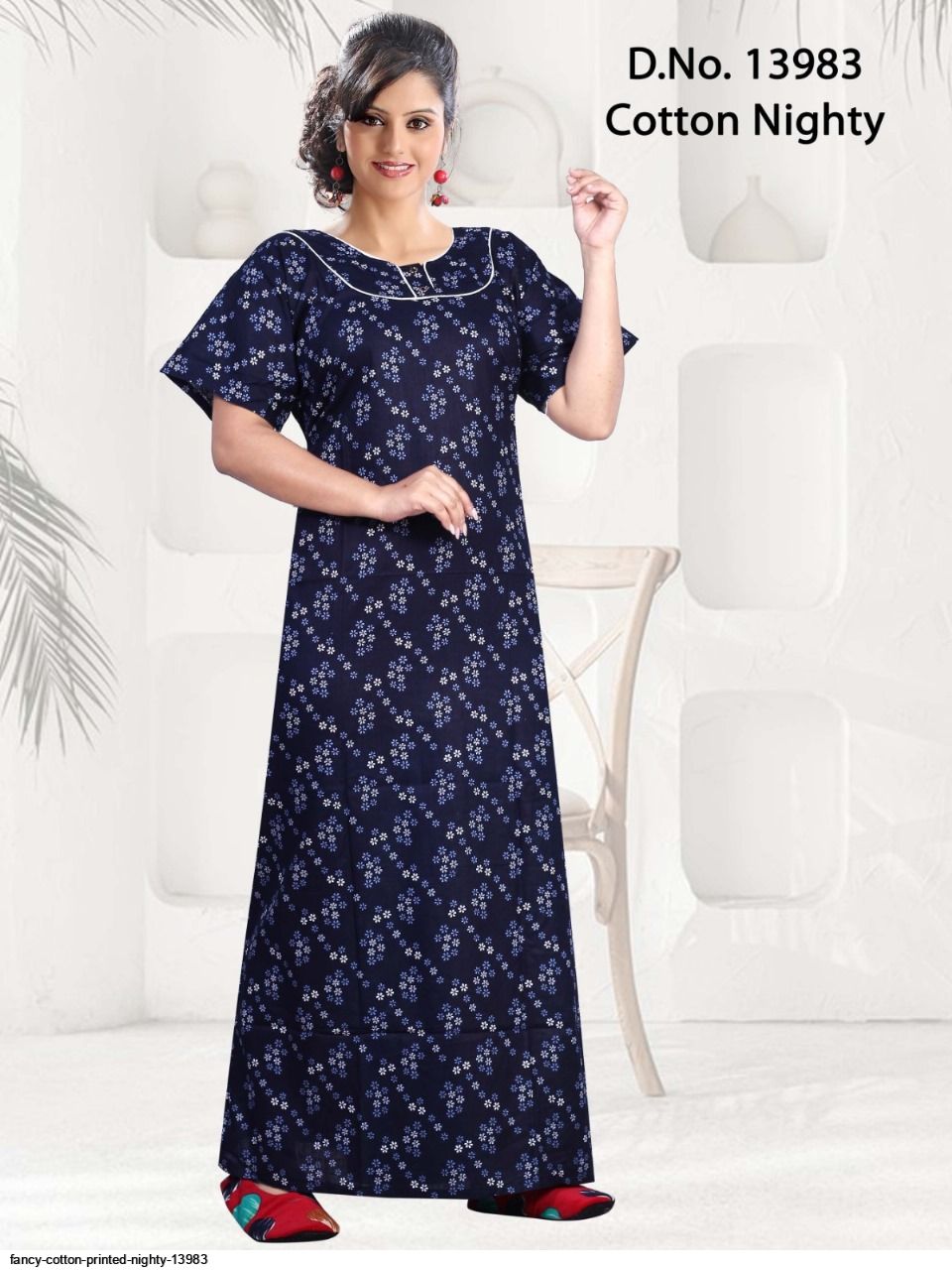 Pattern: Printed Ladies Cotton Nighty, Blue at Rs 1199/piece in Surat