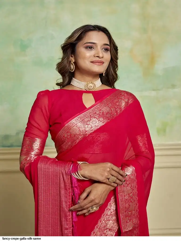 FANCY CREPE GALLA SILK SAREE F