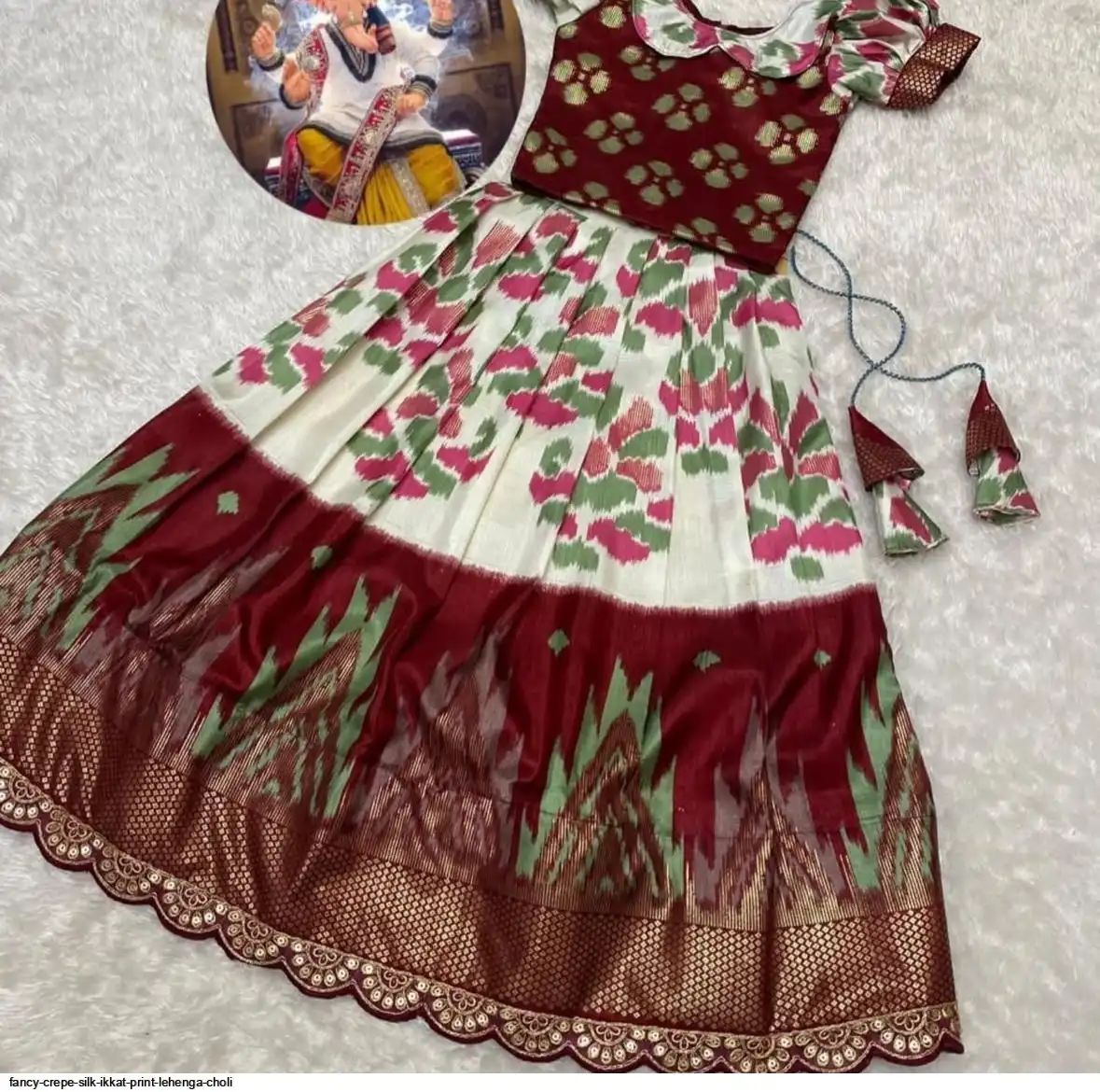 FANCY CREPE SILK IKKAT PRINT LEHENGA CHOLI B