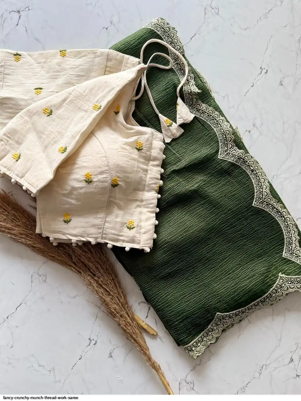 FANCY CRUNCHY MUNCH THREAD WORK SAREE E