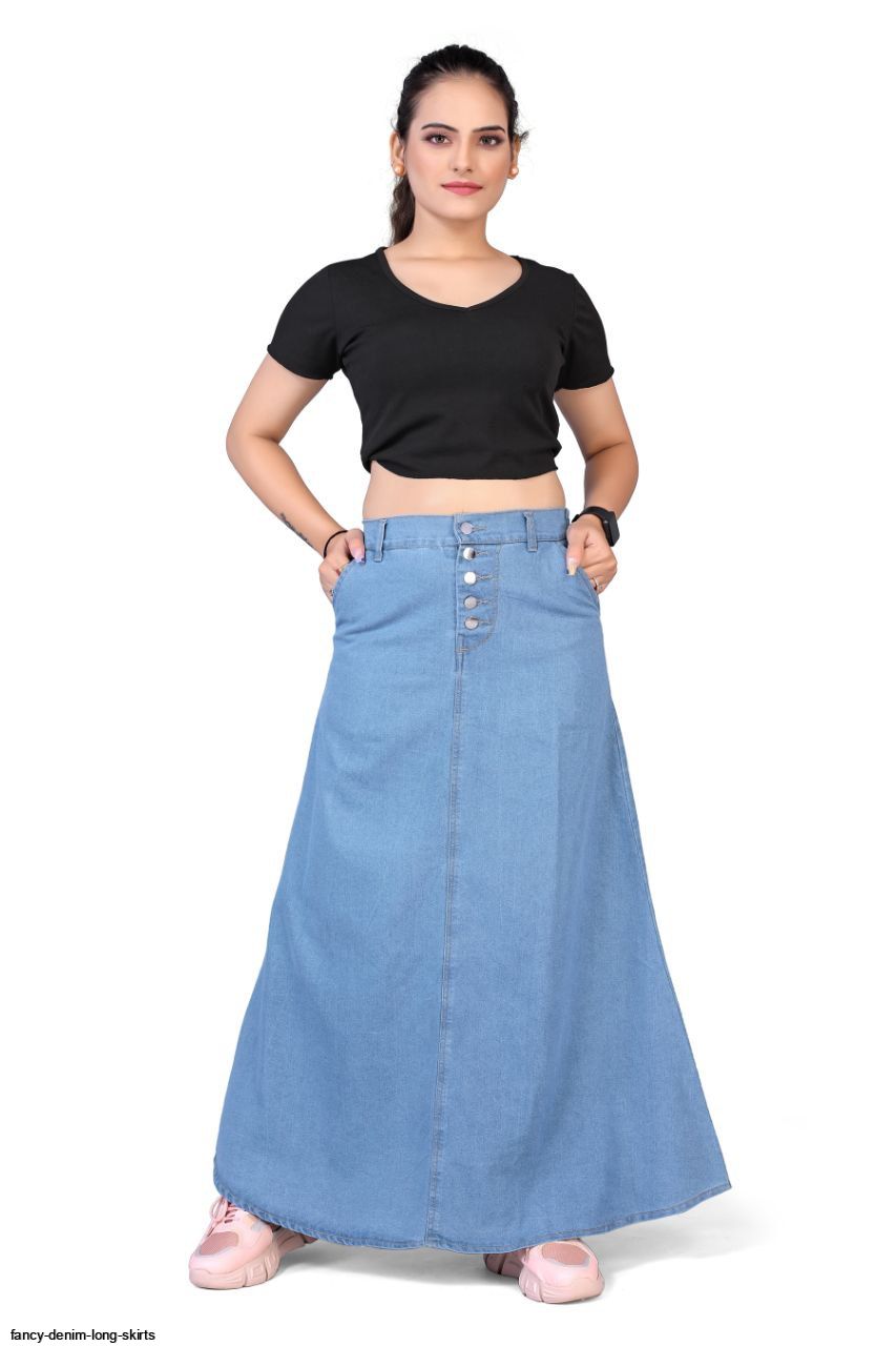 Buy denim long skirt in India @ Limeroad