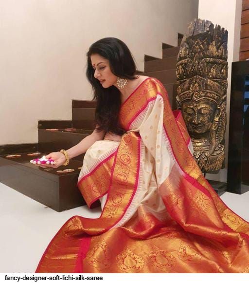 FANCY DESIGNER SOFT LICHI SILK SAREE