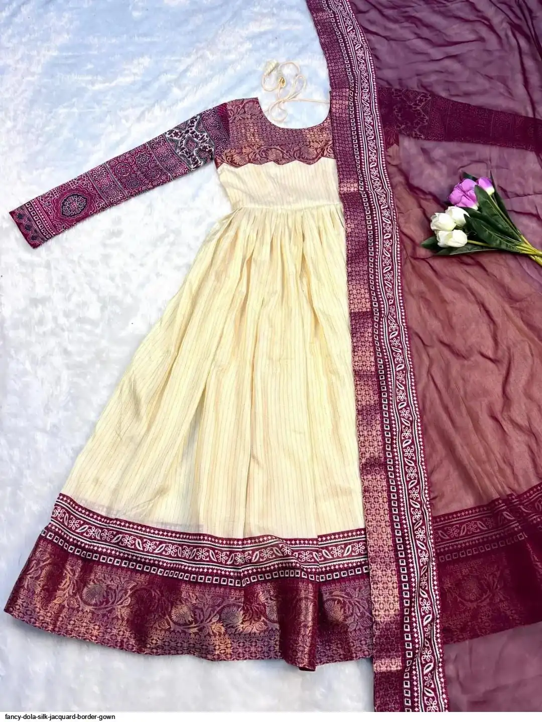 FANCY DOLA SILK JACQUARD BORDER GOWN C