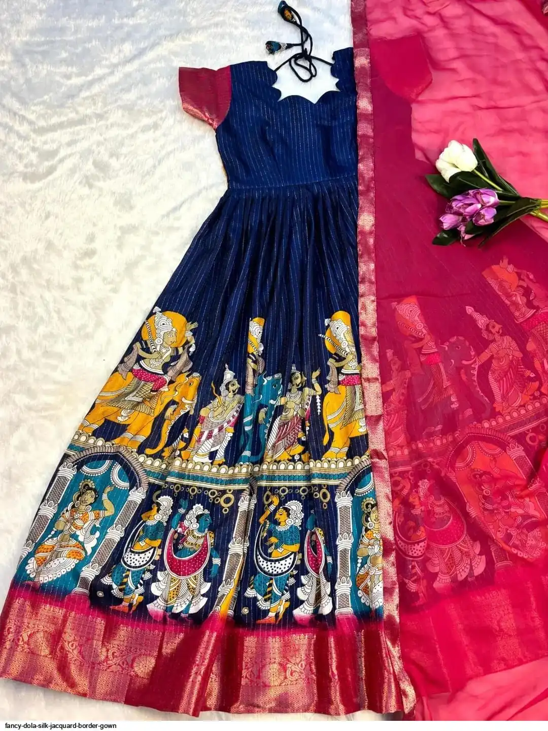 FANCY DOLA SILK JACQUARD BORDER GOWN B