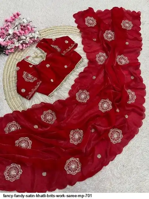 FANCY FANDY SATIN KHATLI BRITS WORK SAREE MP 701 D